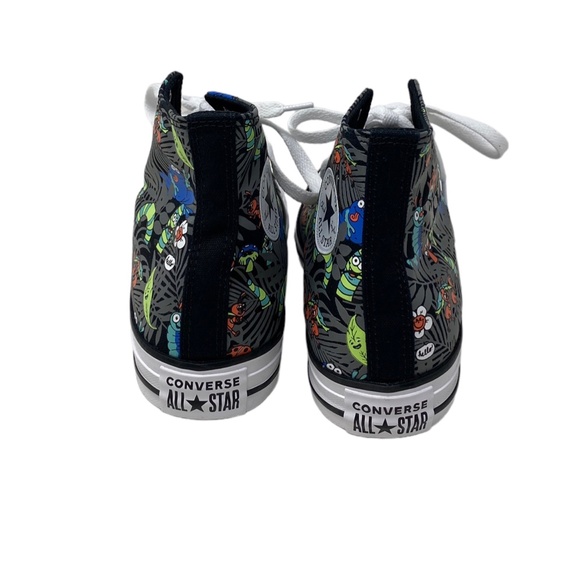 Converse Chuck Taylor Canvas Hightops Black/Lime/Insects print! Women Sz 8! - Picture 7 of 10